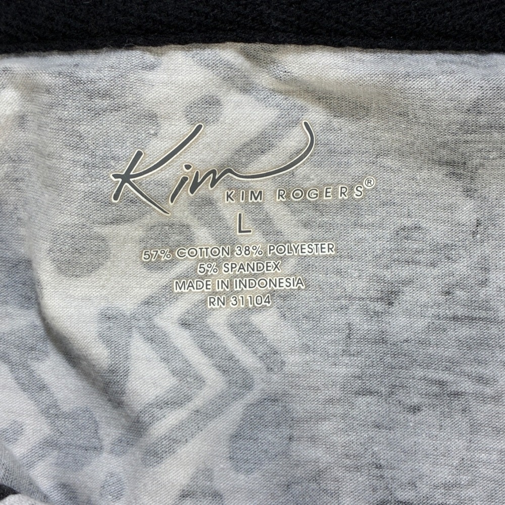 Kim Rogers Leopard Chevron Zip Up Track Jacket Womens Large Gray Black White - Picture 3 of 10